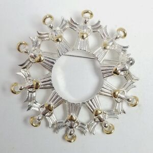 Vintage Avon Brooch Silver Tone Angels In A Cirsle Gold Tone Halo And Heart DJ